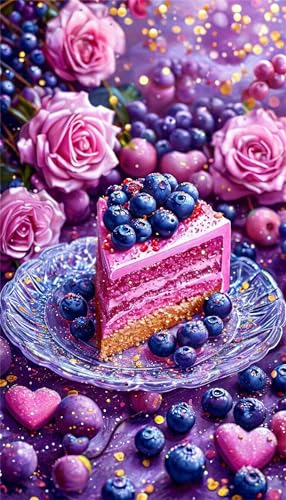 Zuooyi Groß Blaubeeren Diamond Painting Erwachsene,5D Kuchen Round Diamant Kunst Malerei,DIY Mosaikherstellung Diamond Art Kits für Haus Büro Wand Decor 55x115cm von Zuooyi
