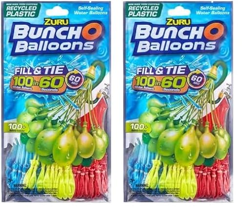 Bunch O Balloons 100 schnell zu füllende, selbstverschließende Wasserballon (1 Packung mit 3 Einheiten) (Packung mit 2) von Zuru