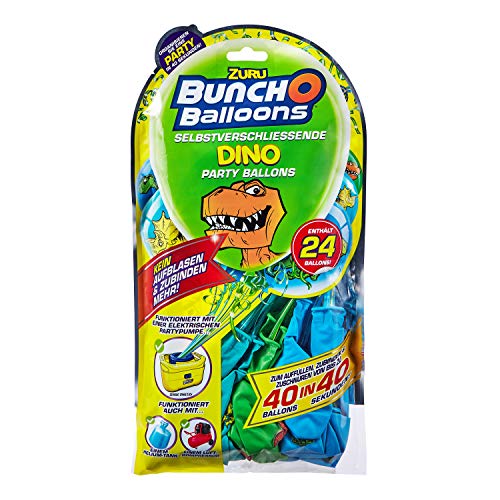 Zuru 56185B Bunch O Balloons Party, 40 Sekunden, Refill Pack mit 24 Ballons und Adapter, mit Dino Motiv, bunt von Zuru