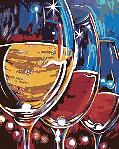 Zuty 1014213, Malen nach Zahlen-DREI GLÄSER Wein 80x100 cm mit Keilrahmen (bereits gespannt) von Zuty