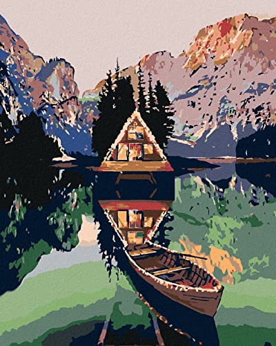 Zuty 1271242, Malen nach Zahlen-FLACHBOOT AN DER HÜTTE AM See IN DEN Bergen 80x100 cm ohne Keilrahmen Zuty 1271242, Malen nach Zahlen-FLACHBOOT AN DER HÜTTE AM See IN DEN Bergen 80x100 cm ohne Keilrahmen von Zuty