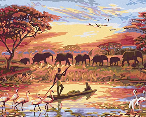 Zuty 1627241, Malen nach Zahlen-AFRIKAS Sonnenuntergang 40x50 cm mit Keilrahmen (bereits gespannt) von Zuty