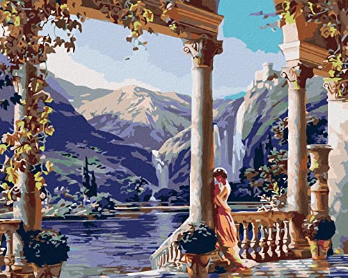 Zuty 1886231, Malen nach Zahlen-Burg ÜBER DEM See 40x50 cm mit Keilrahmen (bereits gespannt) von ZUTY