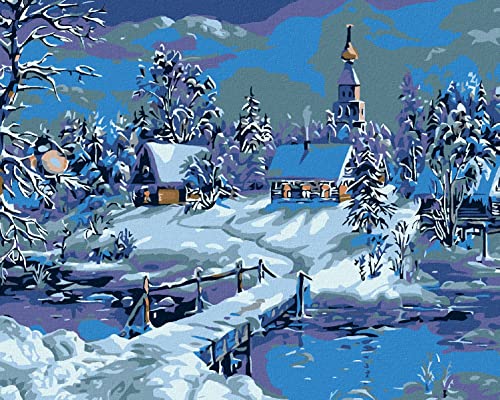 Zuty 1972211, Malen nach Zahlen-GEFRORENES FLÜSSCHEN 40x50 cm mit Keilrahmen (bereits gespannt) von Zuty