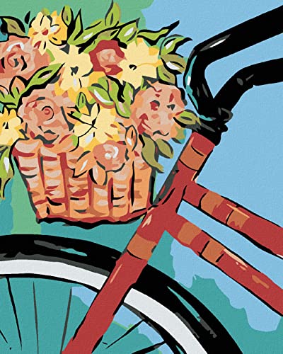 Zuty 516170, Malen nach Zahlen-Fahrrad MIT BLUMENKÖRBCHEN 40x50 cm ohne Keilrahmen von Zuty