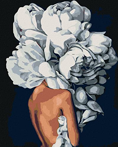 Zuty 527161, Malen nach Zahlen-Frau HINTER Einer Blume 40x50 cm mit Keilrahmen (bereits gespannt) von Zuty