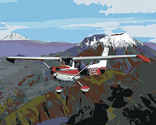 Zuty 627231, Malen nach Zahlen-Flugzeug ÜBER DEM Vulkan 40x50 cm mit Keilrahmen (bereits gespannt) von Zuty