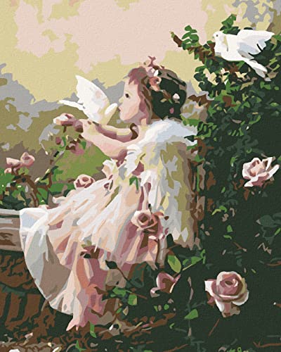 Zuty 936233, Malen nach Zahlen-Engel IN Rosen 80x100 cm mit Keilrahmen (bereits gespannt) von Zuty