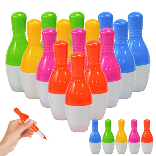 Zuxbolf 20 STK Bowlingkegel Kugelschreiber Kunststoff Druckkugelschreiber Mini Bowling Stifte Cartoon Rollerball Stifte Schreibwaren für Kinder, Neujahrsgeschenke (Gemischte Farben) von Zuxbolf