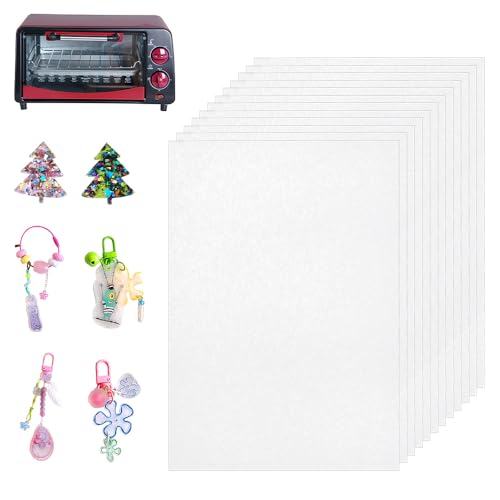 Zuxbolf 30 Stück Schrumpffolie Durchscheinend A4 Schrumpfpapier Matt Schrumpfende Plastikfolien zum Bemalen Schrumpffolienplatten Shrinking Paper DIY Bastelset für Schlüsselanhänger Schmuck von Zuxbolf