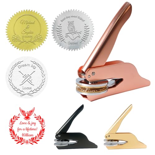 Buchstempel Personalisiert, Prägestempel Personalisiert Buchpräger mit Robustem Stahlgehäuse Buchstempel für Bücher, Visitenkarten, Einladungskarte von Zuxepimu