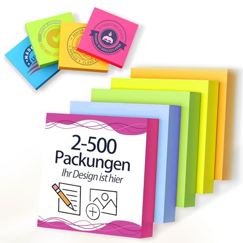 Personalisierte Haftnotizen in großen Mengen – Notizblöcke mit Individuellem Logo oder Text für Geschäftsmarketing, Bürobedarf, Schulen, Studenten, Partys, 50 Blatt pro Block, 2–500er-Packung von Zuxepimu