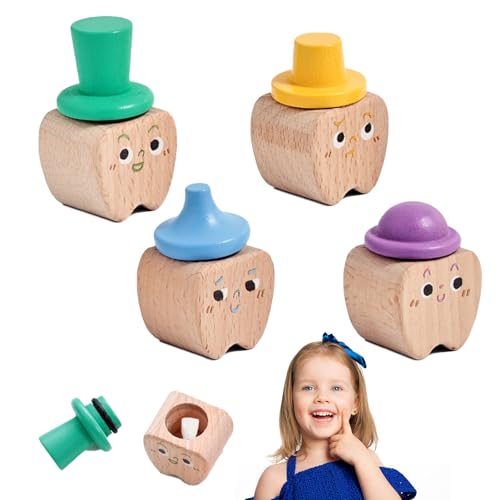 Zuzer 4PCS Zahndose Milchzähne Personalisiert Milchzahndose aus Holz,Zahnbox Kinder Zahnschachtel Milchzähne Zahnfee Geschenke für Jungen Mädchen von Zuzer