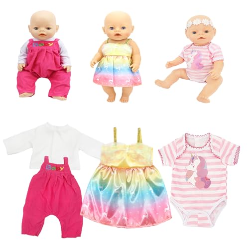 Zuzer Puppenkleidung 43 cm Puppenkleider 3 Sätze Kleidung Bekleidung für Babypuppen,Bekleidung für Puppen Puppenzubehör 35-43 cm von Zuzer