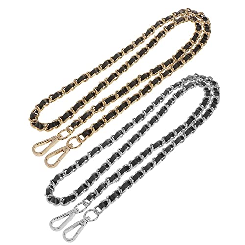 Zuzer Taschenkette,2pcs Kette Trageriemen Gold Silber 120cm Kettenriemen Metall Ersatz Schulterriemen Tragegurt für Damen Handtaschen Umhängetasche Geldbeutel Zuzer Taschenkette,2pcs Kette Trageriemen Gold Silber 120cm Kettenriemen Metall Ersatz Schulterriemen Tragegurt für Damen Handtaschen Umhängetasche Geldbeutel von Zuzer