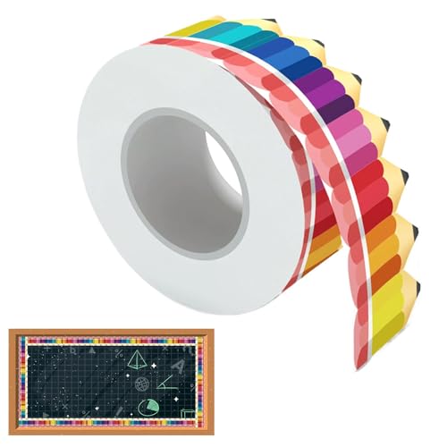 Bleistift-Pinnwand-Dekorationen, 19,8 m, Buntstifte, gestanzt, gerollter Rand, Papierbordüre für Schulanfang, Wände, Zuhause Bleistift-Pinnwand-Dekorationen, 19,8 m, Buntstifte, gestanzt, gerollter Rand, Papierbordüre für Schulanfang, Wände, Zuhause von Zvn Zojne