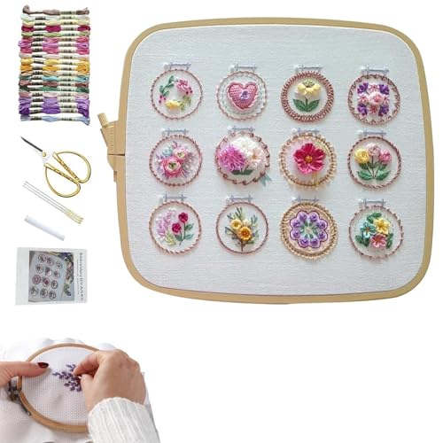 Blumenstickerei Set, Stickerei Praxis Set | Kleine Blumen Handwerk Stickerei Kit - 12 einzigartige DIY Kunsthandwerk Werkzeuge mit Blumenmuster für Freundinnen, M dchen Blumenstickerei Set, Stickerei Praxis Set | Kleine Blumen Handwerk Stickerei Kit - 12 einzigartige DIY Kunsthandwerk Werkzeuge mit Blumenmuster für Freundinnen, M dchen von Zvn Zojne
