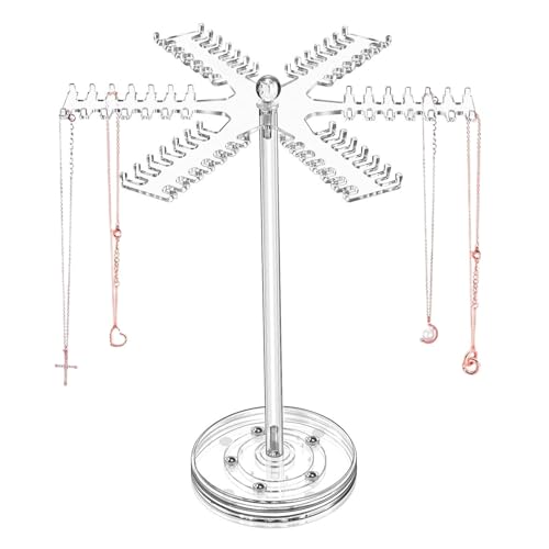 Drehbarer Schmuck-Organizer, Halskettenhalter aus Acryl, Jewelry Towers Transparenter Halskettenbügel, Schmuckständer mit 84 Haken für Ketten, Ohrringe und Anhänger Drehbarer Schmuck-Organizer, Halskettenhalter aus Acryl, Jewelry Towers Transparenter Halskettenbügel, Schmuckständer mit 84 Haken für Ketten, Ohrringe und Anhänger von Zvn Zojne
