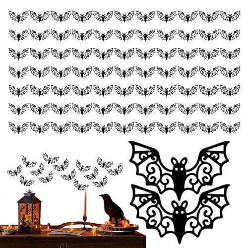 Fledermaus-Aufkleber – 72 Stück Fledermaus-Aufkleber für Wände | gruselig realistische Fledermaus-Aufkleber | Halloween-Wanddekoration-Aufkleber, hohl, wasserfest | Auto von Zvn Zojne