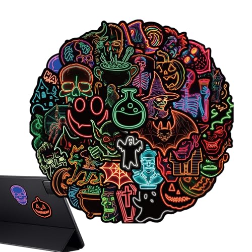 Halloween-Neonaufkleber, Halloween-Neonaufkleber, 50 x Deko-Aufkleber, Halloween-Aufkleber, wasserdicht, Halloween-Aufkleber, Dekoration Halloween-Neonaufkleber, Halloween-Neonaufkleber, 50 x Deko-Aufkleber, Halloween-Aufkleber, wasserdicht, Halloween-Aufkleber, Dekoration von Zvn Zojne