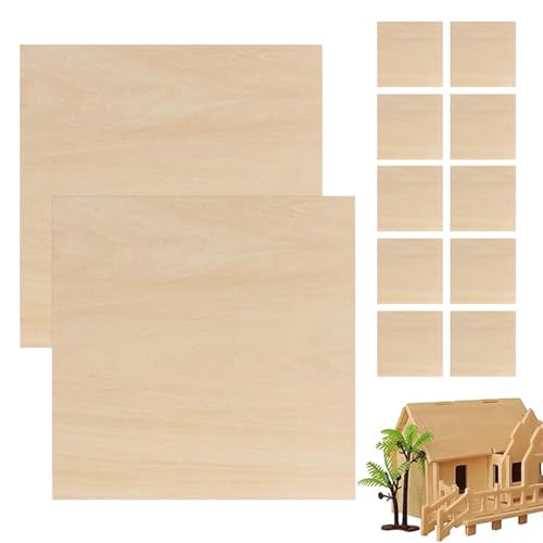 Holz zum Basteln, quadratische Holzplatten, dünne Holzrohlinge, unlackiertes Bastelholz, quadratisches Holz, Bastelbedarf für Architekturmodelle von Zvn Zojne