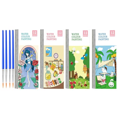 Malpapier für Aquarell-Malbuch – 4 x Malbücher für Taschenmalerei, Aquarell-Malbuch, Malbücher für Wassermalerei, Wassermalset Malpapier für Aquarell-Malbuch – 4 x Malbücher für Taschenmalerei, Aquarell-Malbuch, Malbücher für Wassermalerei, Wassermalset von Zvn Zojne