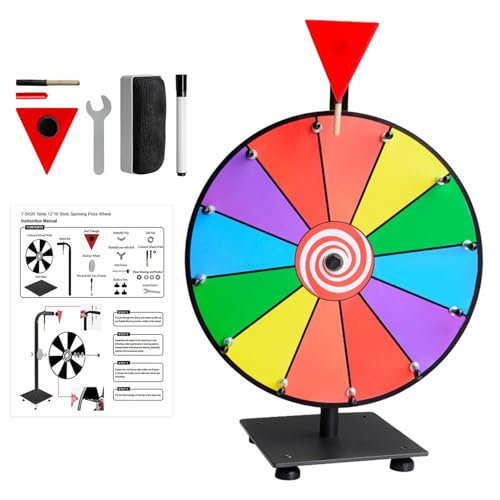 Preisrad, 30,5 cm, Glücksspieler, Lotterie-Spinnrad mit 12 Schlitzen, mit Radiergummi und Marker, strapazierfähiges, bearbeitbares Spinnrad für Glücksspiel, Karneval, Spinn-Rad für Kinder Preisrad, 30,5 cm, Glücksspieler, Lotterie-Spinnrad mit 12 Schlitzen, mit Radiergummi und Marker, strapazierfähiges, bearbeitbares Spinnrad für Glücksspiel, Karneval, Spinn-Rad für Kinder von Zvn Zojne