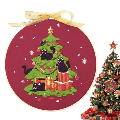Stickset Anfänger für Erwachsene, Weihnachtsstickerei-Sets für Erwachsene - Beginnen Sie mit dem Handstickset | Stickset für Anfänger, Nähset mit Fadennadeln, Muster d von Zvn Zojne