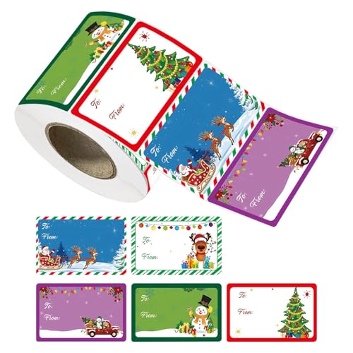 Weihnachtsanhänger, 400 x Weihnachts-Organisationsetiketten, selbstklebende Namensschilder, Dekorationen, Geschenkanhänger, Aufkleber, 7,5 x 5 cm, für Partytüten, Karten, Umschläge von Zvn Zojne