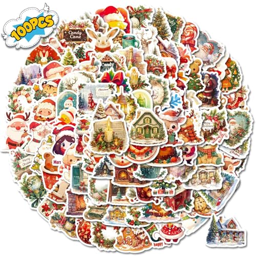 Weihnachtsaufkleber-Set, Weihnachtsaufkleber – 100 x wasserdichte Urlaubsaufkleber | Snowboard-Dekorationen, Partygeschenke, Tagebuchaufkleber für Jugendliche Weihnachtsaufkleber-Set, Weihnachtsaufkleber – 100 x wasserdichte Urlaubsaufkleber | Snowboard-Dekorationen, Partygeschenke, Tagebuchaufkleber für Jugendliche von Zvn Zojne