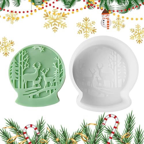 Weihnachtskerzenformen – Zementformen zum Gießen, Epoxidharz-Gussform, Weihnachts-Kristallkugelform, Zementform für Kerzenherstellung von Zvn Zojne