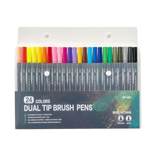 Zvn Zojne Aquarell-Pinselstifte, 24 Marker, Doppelkopf-Aquarellstifte, Aquarellstifte, tragbar, wasserbasiert, zum Malen, Zeichnen und Zeichnen Zvn Zojne Aquarell-Pinselstifte, 24 Marker, Doppelkopf-Aquarellstifte, Aquarellstifte, tragbar, wasserbasiert, zum Malen, Zeichnen und Zeichnen von Zvn Zojne