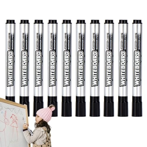 Zvn Zojne Schwarze Marker, feine Spitze, trocken abwischbare Marker, 10 Stück | Whiteboard | lichtbeständige, wischfeste Whiteboard-Stifte | leicht zu wasserbasiertes Whiteboard für Schule und Zuhause von Zvn Zojne