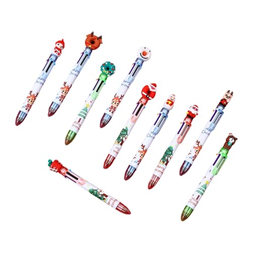 10 Stück bunte Weihnachts-Stifte, 6 Farb-in-1, einziehbarer Kugelschreiber für Studenten, Journaling, Farbcodierung, Notizen, Urlaub, Themen-Schreibstifte von ZwaitL