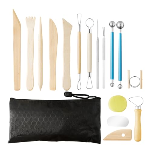 17-teiliges Töpferwerkzeug-Set, Tonschnitzwerkzeuge, doppelseitiges Modellierwerkzeug für Skulptur, Gravur, Basteln, Töpferei, Modellieren, Schnitzen zum Formen 17-teiliges Töpferwerkzeug-Set, Tonschnitzwerkzeuge, doppelseitiges Modellierwerkzeug für Skulptur, Gravur, Basteln, Töpferei, Modellieren, Schnitzen zum Formen von ZwaitL