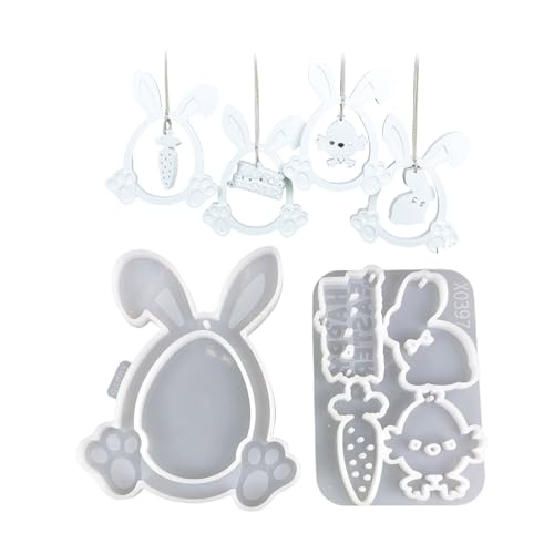 2 Stück Silikon-Osterhasen zum Aufhängen, handgefertigt, Epoxidharz, Eierform, Kaninchen, Anhänger, Ornament-Formen 2 Stück Silikon-Osterhasen zum Aufhängen, handgefertigt, Epoxidharz, Eierform, Kaninchen, Anhänger, Ornament-Formen von ZwaitL