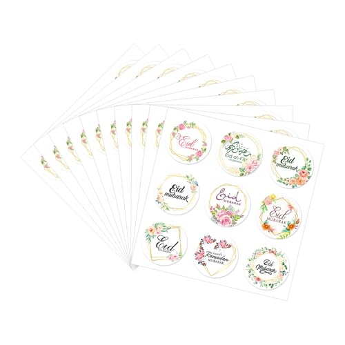 Eid-Festival-Aufkleber, Eid-Festival-Aufkleber, 40 mm, rund, Verpackungsetiketten für Siegel, Umschläge, Karten, Verpackungen, Partyzubehör, 90 Stück von ZwaitL