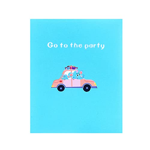 Kreative 3D-Karte, Cartoon-Elefant, Auto, handgefertigte Grußkarten für Kinder, Jungen, Mädchen, Geburtstagsparty, Einladung, Babyparty, Dekoration, Geschenke von ZwaitL