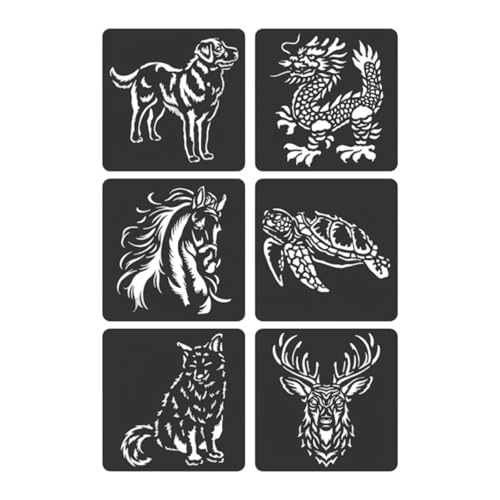 Tier-Schablonen mit Aushöhlung, Malschablonen, Zoos, Thema, Zeichnen, Bastelzubehör für Wandmalerei, Thema, Zeichnen, Schablone, Tagebuch, Tier-Serie, 6 Stück Tier-Schablonen mit Aushöhlung, Malschablonen, Zoos, Thema, Zeichnen, Bastelzubehör für Wandmalerei, Thema, Zeichnen, Schablone, Tagebuch, Tier-Serie, 6 Stück von ZwaitL
