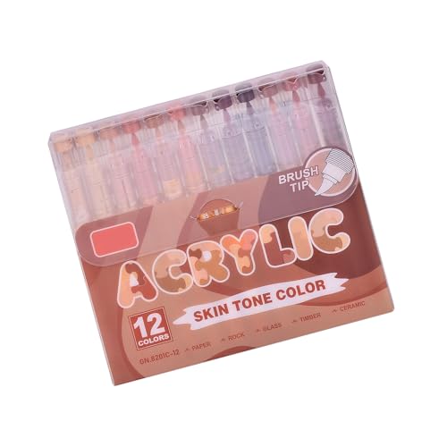 ZwaitL Acrylfarben-Marker, Pinselmarker, flüssiger Acrylfarben-Marker zum Zeichnen, Scrapbooking, Kartenherstellung, Journaling, farbige Malmarker, 12 Farben von ZwaitL