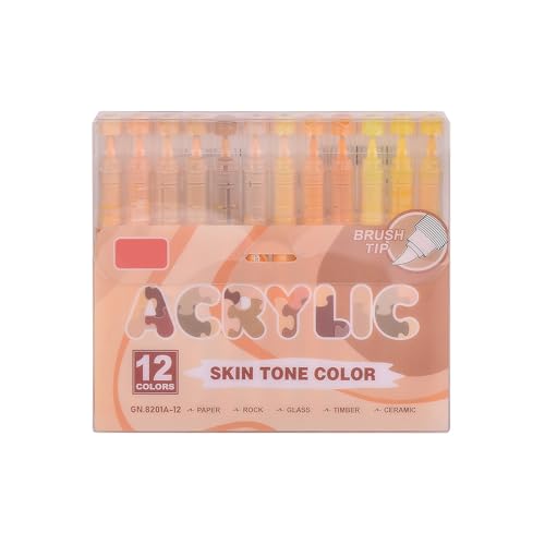 ZwaitL Acrylfarben-Marker, Pinselmarker, flüssiger Acrylfarben-Marker zum Zeichnen, Scrapbooking, Kartenherstellung, Journaling, farbige Malmarker, 12 Farben von ZwaitL