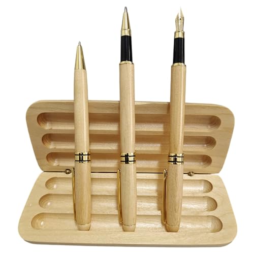 ZwaitL Holz-Kugelschreiber, mit Holz gefüllt, Füllfederhalter, Kalligraphie mit Metallspitze, Geschenkbox-Set für Studenten, dekorativer Ahorn-Schreibtisch-Organizer ZwaitL Holz-Kugelschreiber, mit Holz gefüllt, Füllfederhalter, Kalligraphie mit Metallspitze, Geschenkbox-Set für Studenten, dekorativer Ahorn-Schreibtisch-Organizer von ZwaitL