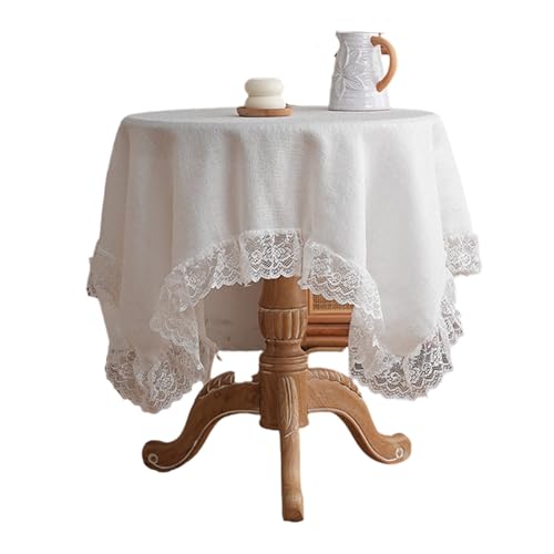 ZwaitL Tischdecke aus Polyester mit Spitzenbesatz, atmungsaktiv und maschinenwaschbar, für Partys, Heimdekoration, einfache Reinigung, Spitzentischdecke ZwaitL Tischdecke aus Polyester mit Spitzenbesatz, atmungsaktiv und maschinenwaschbar, für Partys, Heimdekoration, einfache Reinigung, Spitzentischdecke von ZwaitL