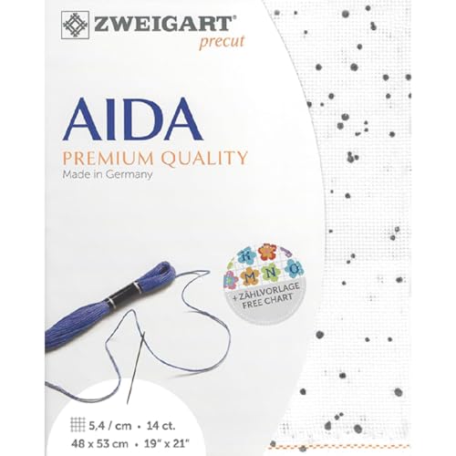 AIDA precut 14 ct. Stern-Aida 3706 Farbe 1329 Splash weiß-grau, Handarbeitsstoff für Kreuzstich 48x53cm AIDA precut 14 ct. Stern-Aida 3706 Farbe 1329 Splash weiß-grau, Handarbeitsstoff für Kreuzstich 48x53cm von Zweigart