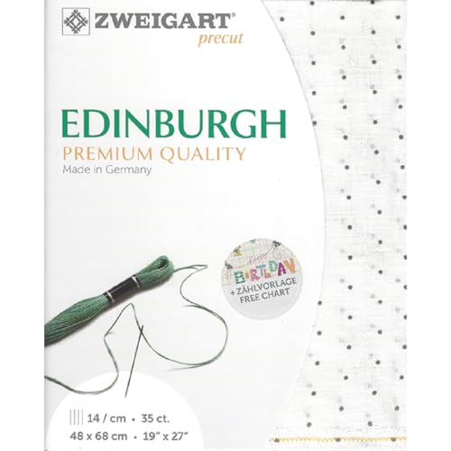 Zählstoff EDINBURGH Precut 35 ct. 3217 Farbe 1409 mini dots weiß grau, Handarbeitsstoff aus 100% Leinen für Stickerei 48x68 cm Zählstoff EDINBURGH Precut 35 ct. 3217 Farbe 1409 mini dots weiß grau, Handarbeitsstoff aus 100% Leinen für Stickerei 48x68 cm von Zweigart