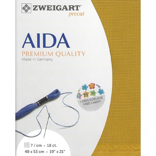 Zweigart AIDA Precut 18 ct. Fein-Aida 3793 Farbe 3008 curry, Handarbeitsstoff für Kreuzstich 48x53 cm Zweigart AIDA Precut 18 ct. Fein-Aida 3793 Farbe 3008 curry, Handarbeitsstoff für Kreuzstich 48x53 cm von Zweigart