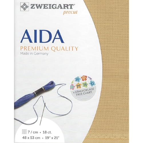 Zweigart AIDA Precut 18 ct. Fein-Aida 3793 Farbe 3040 sand, Handarbeitsstoff für Kreuzstich 48x53 cm Zweigart AIDA Precut 18 ct. Fein-Aida 3793 Farbe 3040 sand, Handarbeitsstoff für Kreuzstich 48x53 cm von Zweigart