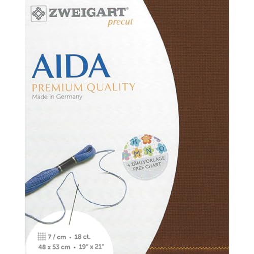 Zweigart AIDA Precut 18 ct. Fein-Aida 3793 Farbe 9010 kastanie, Handarbeitsstoff für Kreuzstich 48x53 cm von Zweigart
