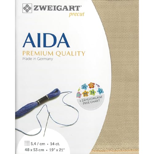 Zweigart AIDA precut 14 ct. Stern-Aida 3706 Farbe 309 beige, Handarbeitsstoff für Kreuzstich 48x53cm von Zweigart