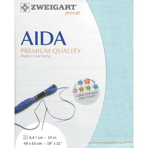 Zweigart AIDA precut 14 ct. Stern-Aida 3706 Farbe 5146 wasserblau, Handarbeitsstoff für Kreuzstich 48x53cm Zweigart AIDA precut 14 ct. Stern-Aida 3706 Farbe 5146 wasserblau, Handarbeitsstoff für Kreuzstich 48x53cm von Zweigart
